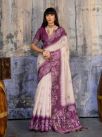 Thumbnail for Aastha Fashion Purple Munga Cotton Printed Saree - Distacart