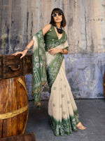 Thumbnail for Aastha Fashion Green Munga Cotton Printed Saree - Distacart
