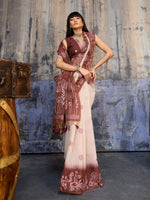 Thumbnail for Aastha Fashion Brown Munga Cotton Printed Saree - Distacart