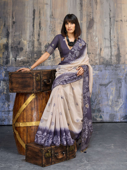 Aastha Fashion Lavender Munga Cotton Printed Saree - Distacart