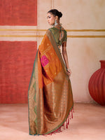 Thumbnail for Aastha Fashion Orange Pure Silk Handloom Weaving Saree - Distacart