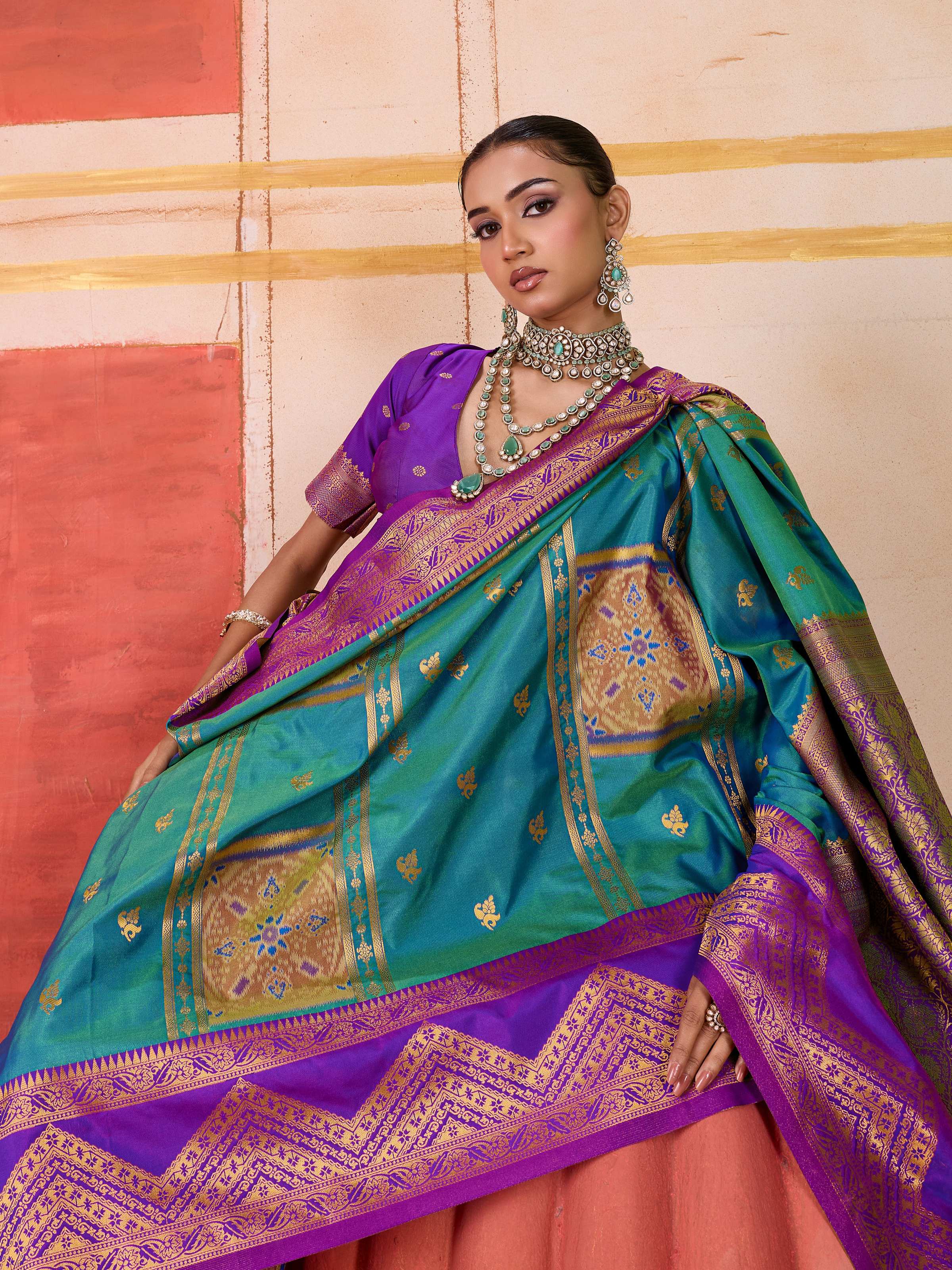 Aastha Fashion Aqua Pure Silk Handloom Weaving Saree - Distacart