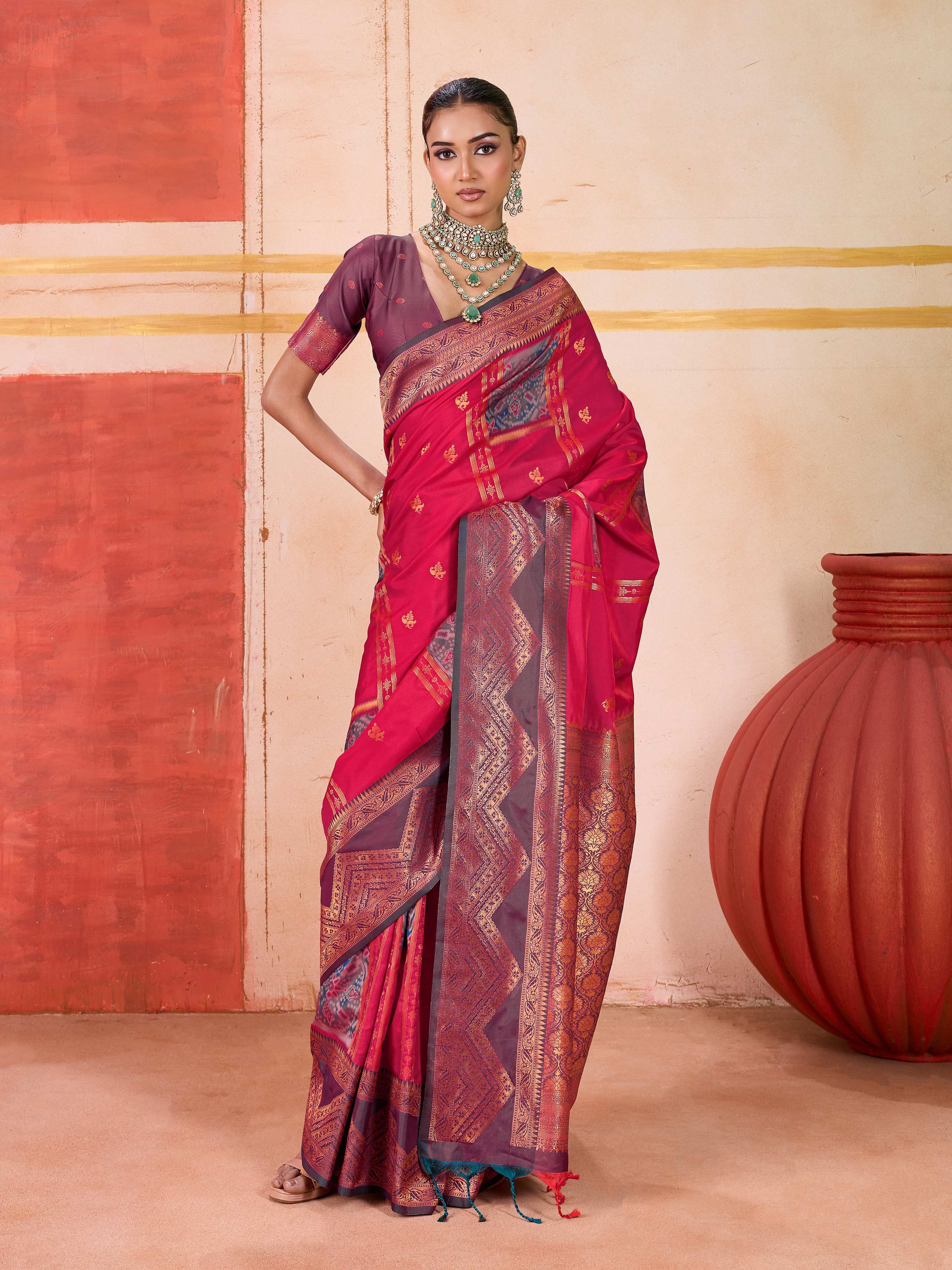 Aastha Fashion Rani Pure Silk Handloom Weaving Saree - Distacart
