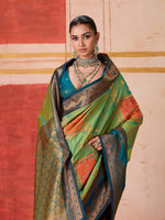 Thumbnail for Aastha Fashion Green Pure Silk Handloom Weaving Saree - Distacart