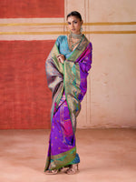 Thumbnail for Aastha Fashion Violet Pure Silk Handloom Weaving Saree - Distacart