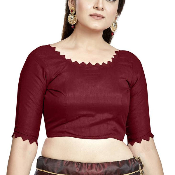 Aastha Fashion Maroon Art Silk Boat Neck Blouse - Distacart
