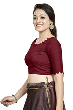 Thumbnail for Aastha Fashion Maroon Art Silk Boat Neck Blouse - Distacart