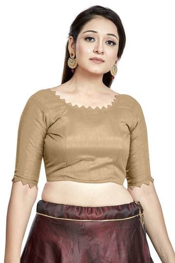 Aastha Fashion Chiku Art Silk Boat Neck Blouse - Distacart