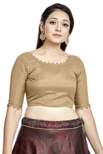 Thumbnail for Aastha Fashion Chiku Art Silk Boat Neck Blouse - Distacart