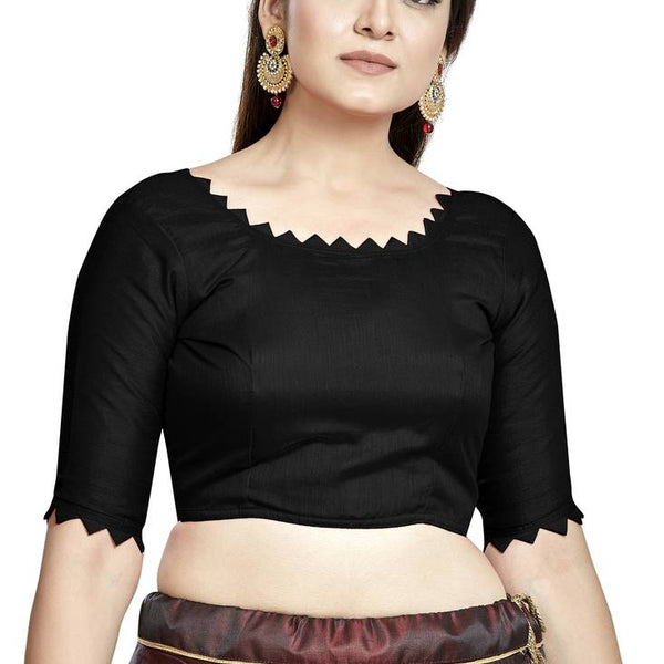 Aastha Fashion Black Art Silk Boat Neck Blouse - Distacart