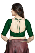 Thumbnail for Aastha Fashion Green Art Silk Boat Neck Blouse - Distacart
