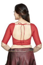 Thumbnail for Aastha Fashion Red Art Silk Boat Neck Blouse - Distacart