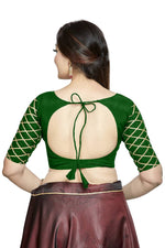 Thumbnail for Aastha Fashion Green Art Silk Boat Neck Blouse - Distacart