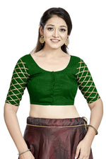Thumbnail for Aastha Fashion Green Art Silk Boat Neck Blouse - Distacart