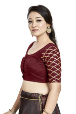 Thumbnail for Aastha Fashion Maroon Art Silk Boat Neck Blouse - Distacart