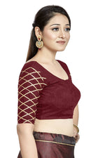 Thumbnail for Aastha Fashion Maroon Art Silk Boat Neck Blouse - Distacart