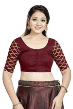 Thumbnail for Aastha Fashion Maroon Art Silk Boat Neck Blouse - Distacart
