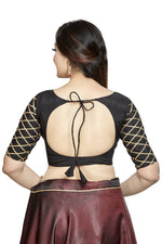 Thumbnail for Aastha Fashion Black Art Silk Boat Neck Blouse - Distacart