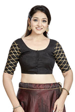 Thumbnail for Aastha Fashion Black Art Silk Boat Neck Blouse - Distacart