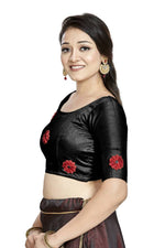 Thumbnail for Aastha Fashion Black Art Silk Boat Neck Blouse - Distacart