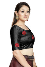 Thumbnail for Aastha Fashion Black Art Silk Boat Neck Blouse - Distacart