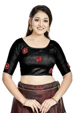 Thumbnail for Aastha Fashion Black Art Silk Boat Neck Blouse - Distacart