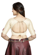 Thumbnail for Aastha Fashion Off White Art Silk Boat Neck Blouse - Distacart