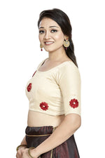 Thumbnail for Aastha Fashion Off White Art Silk Boat Neck Blouse - Distacart