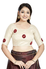 Thumbnail for Aastha Fashion Off White Art Silk Boat Neck Blouse - Distacart