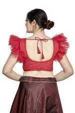 Thumbnail for Aastha Fashion Red Art Silk V Neck Blouse - Distacart
