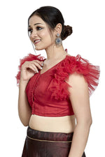 Thumbnail for Aastha Fashion Red Art Silk V Neck Blouse - Distacart