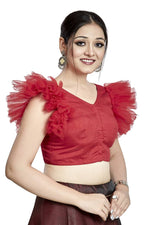 Thumbnail for Aastha Fashion Red Art Silk V Neck Blouse - Distacart