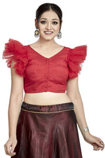 Thumbnail for Aastha Fashion Red Art Silk V Neck Blouse - Distacart