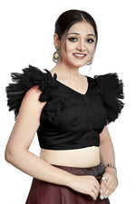 Thumbnail for Aastha Fashion Black Art Silk V Neck Blouse - Distacart