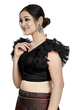 Thumbnail for Aastha Fashion Black Art Silk V Neck Blouse - Distacart