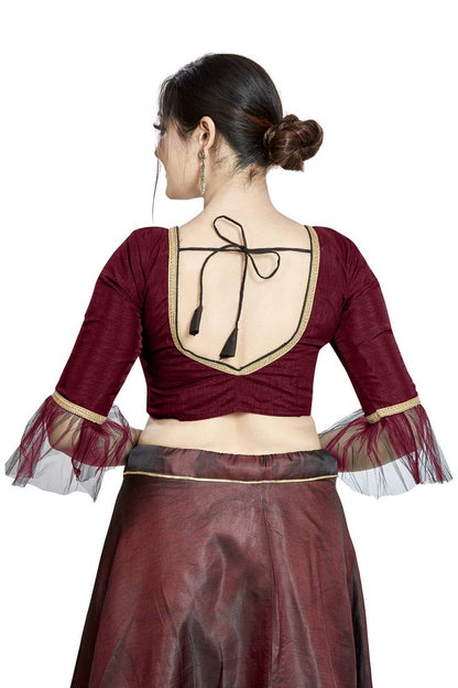 Aastha Fashion Maroon Art Silk Square Style Blouse - Distacart