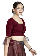 Thumbnail for Aastha Fashion Maroon Art Silk Square Style Blouse - Distacart