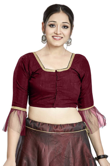 Aastha Fashion Maroon Art Silk Square Style Blouse - Distacart