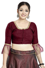 Thumbnail for Aastha Fashion Maroon Art Silk Square Style Blouse - Distacart