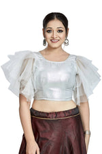 Thumbnail for Aastha Fashion Silver Silver Matti Boat Neck Blouse - Distacart