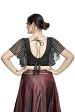Thumbnail for Aastha Fashion Black Art Silk Temple Neck Blouse - Distacart