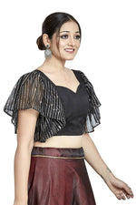 Thumbnail for Aastha Fashion Black Art Silk Temple Neck Blouse - Distacart
