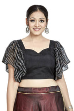Thumbnail for Aastha Fashion Black Art Silk Temple Neck Blouse - Distacart
