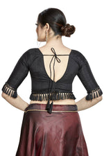 Thumbnail for Aastha Fashion Black Art Silk V Neck Blouse - Distacart