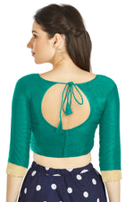 Thumbnail for Aastha Fashion Aqa Art silk U Neck Matty Work In Sleeve Readymade Blouse