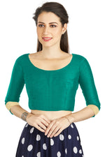Thumbnail for Aastha Fashion Aqa Art silk U Neck Matty Work In Sleeve Readymade Blouse