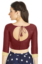 Thumbnail for Aastha Fashion Dark Maroon Art Silk Sweet Heart Neck style Matty in Sleeves Readymade Blouse - Distacart