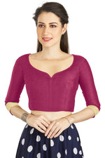 Thumbnail for Aastha Fashion Rani Art Silk Sweet Heart Neck style Matty in Sleeves Readymade Blouse