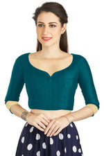 Thumbnail for Aastha Fashion Dark Sky Art Silk Sweet Heart Neck style Matty in Sleeves Readymade Blouse - Distacart