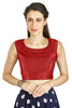 Aastha Fashion Red Art Silk Pleated Boat Neck Plain Readymade Blouse - Distacart